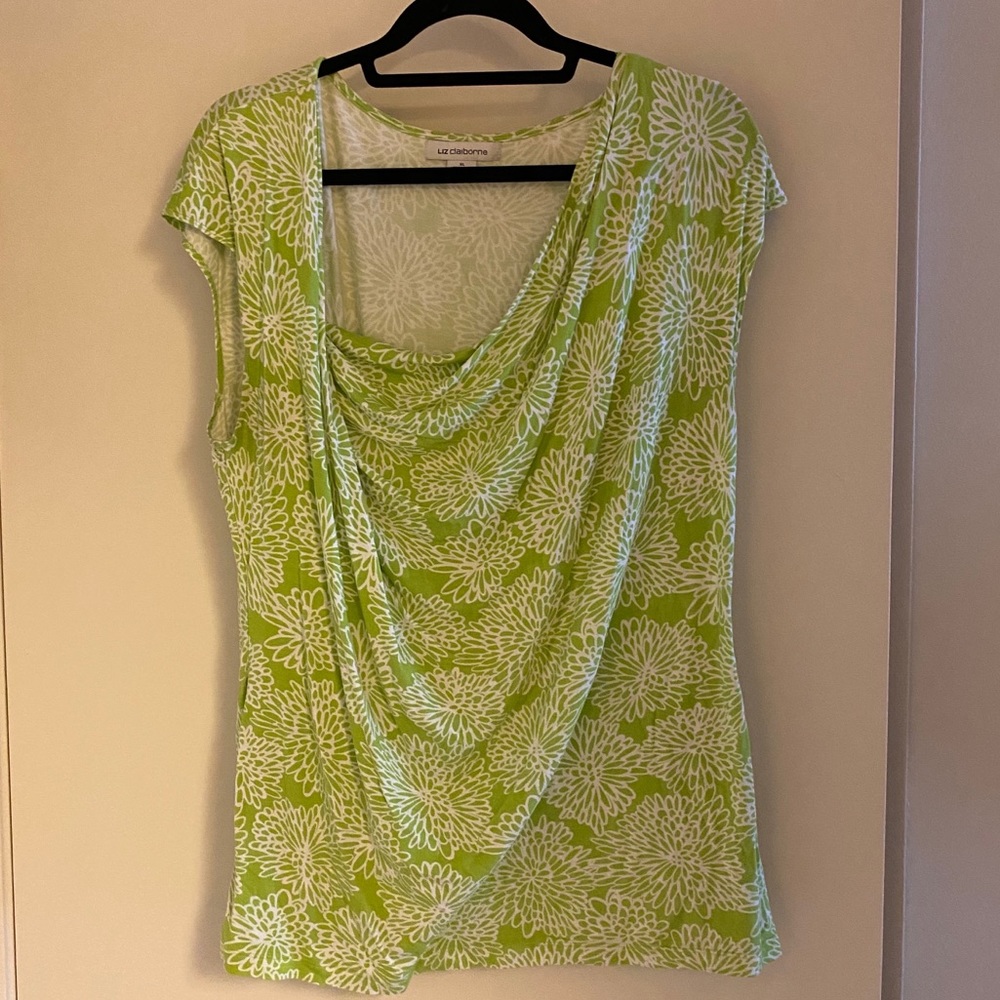Lime green knit blouse, size XL